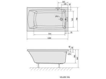 Polysan Lily 120 x 70 cm vana obdélníková akrylátová 25111