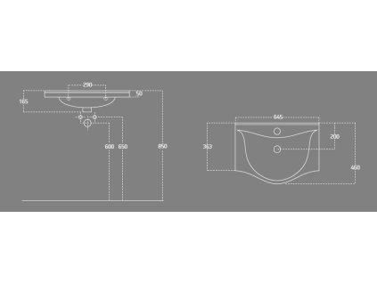Aqualine Zara 65  10065 umyvadlo nábytkové 64,5 x 46 cm