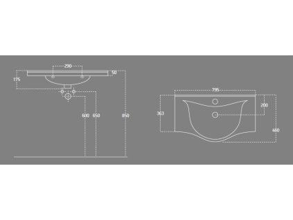 Aqualine Zara 80  10080 umyvadlo nábytkové 79,5 x 46 cm