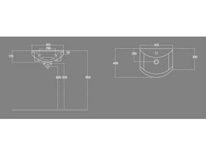 Aqualine Zero 6045 umyvadlo nábytkové 45,5 x 40 cm
