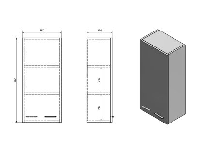 Aqualine ZOJA/KERAMIA FRESH 35 x 76 x 23 cm 50336 horní skříňka dub platin