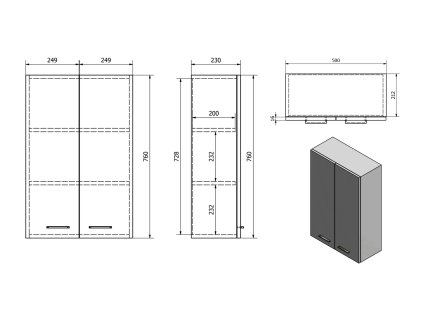 Aqualine ZOJA/KERAMIA FRESH 50 x 76 x 23 cm 51304 skříňka horní dub platin