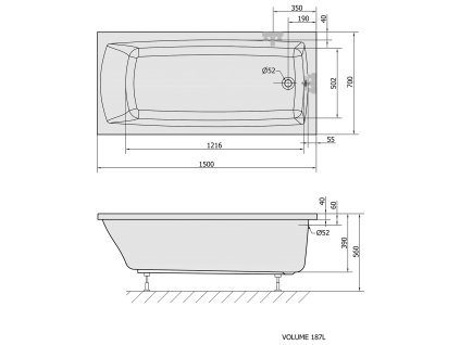Polysan Lily 150 x 70 cm vana obdélníková akrylátová 72273