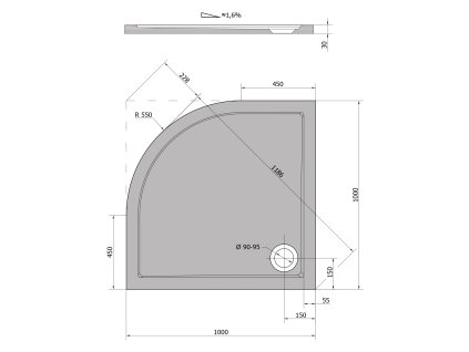 Polysan SERA 100 x 100 cm sprchová vanička 62111 litý mramor