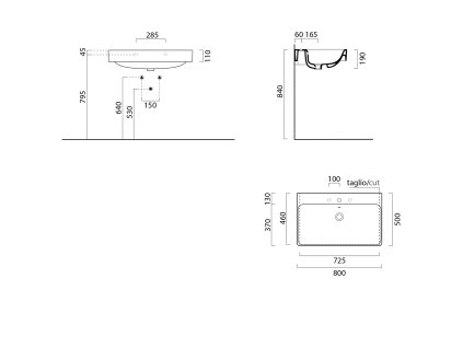 Sapho Sand 9022111 keramické umyvadlo 80 x 50 cm