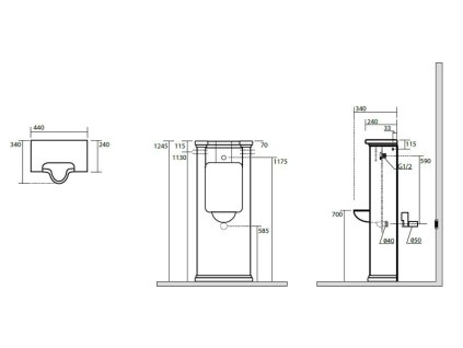 Kerasan Waldorf 413101 pisoár 44 x 124,4 x 34 cm