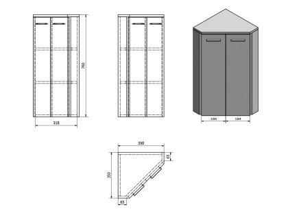 Aqualine ZOJA / KERAMIA FRESH 50331 rohová skříňka 76 cm bílá
