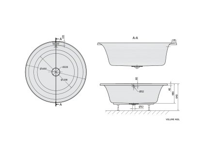 Polysan Oblo 165x48 cm vana kulatá s konstrukcí 72840