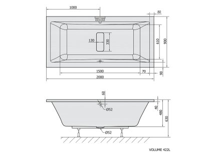 Polysan Marlene 200 x 90 cm vana obdélníková akrylátová 78731