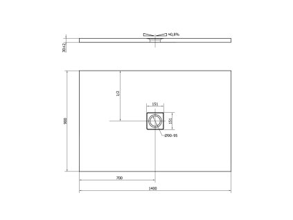 Polysan FLEXIA 140 x 90 x 3 cm 72897 sprchová vanička s možností úpravy rozměru
