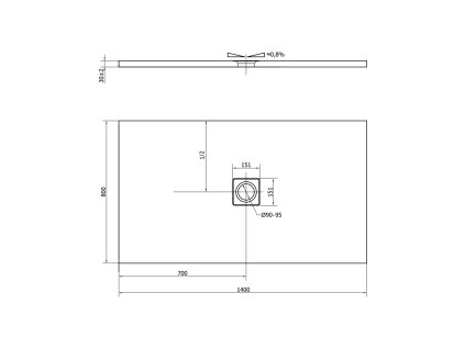 Polysan FLEXIA 140 x 80 x 3 cm 72900 sprchová vanička s možností úpravy rozměru