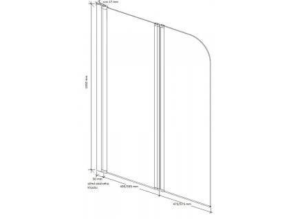 Olsen Spa Alvor 120 x 135 cm vanová zástěna dvoudílná chrom BCALVO12CC