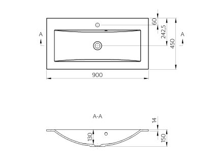 Sapho Yukon 55900 umyvadlo 90 x 45 cm litý mramor