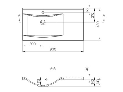 Sapho Luciola 50093 umyvadlo 90 x 48 cm levé