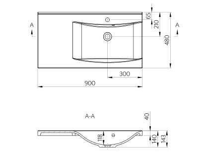 Sapho Luciola 50094 umyvadlo 90 x 48 cm pravé