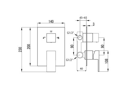 Sapho GINKO 1101-44 sprchová podomítková baterie páková 3 výstupy