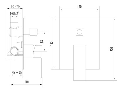 Sapho Latus 1102-42 sprchová podomítková baterie páková 2 výstupy