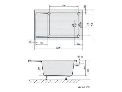 Polysan Jazz 120 x 75 cm vana sedací akrylátová 72913