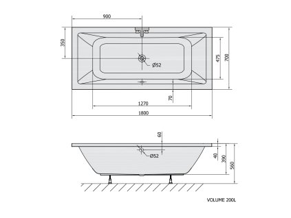 Polysan Krysta 180 x 70 cm vana obdélníková akrylátová 72906