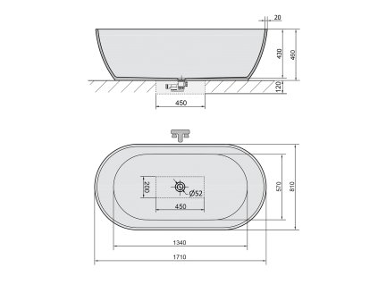 Polysan Reduta 170 x 80 cm vana volně stojící litý mramor 72842