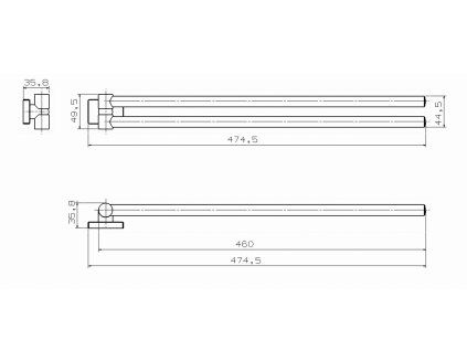 Aqualine Apollo 1416-15 dvojitý držák ručníků chrom