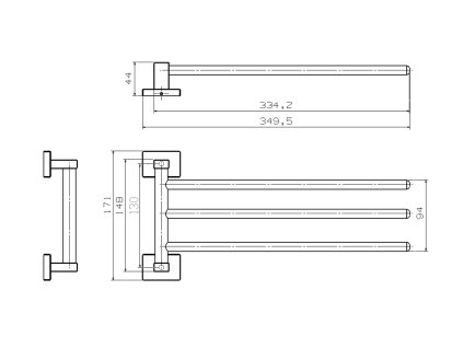 Aqualine Apollo 1416-16 trojitý držák ručníků chrom