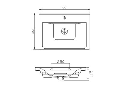 Aqualine SAVA umyvadlo 65 x 46 x 16,5 cm nábytkové 2065