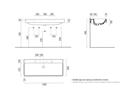 Sapho Sand 9024211 keramické umyvadlo 120 x 50 cm