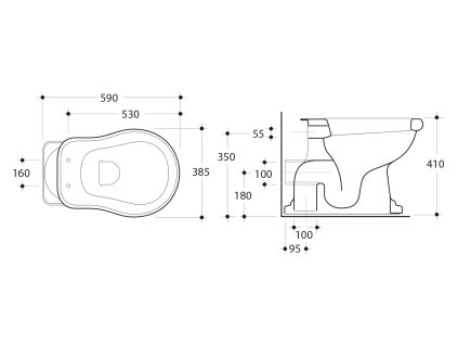 Sapho Retro 101101 WC mísa 38,5 x 59 cm zadní odpad