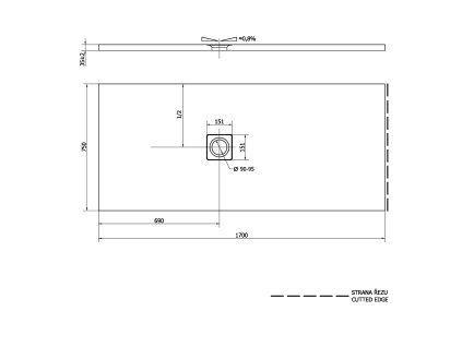 Polysan FLEXIA 170 x 75 x 3,5 cm 72919 sprchová vanička s možností úpravy rozměru