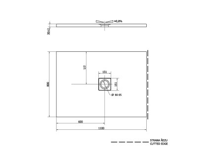 Polysan FLEXIA 110 x 80 x 3 cm 72924 sprchová vanička s možností úpravy rozměru