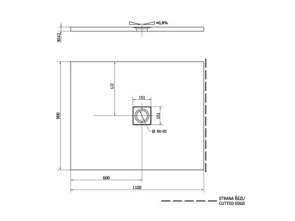Polysan FLEXIA 110 x 90 x 3 cm 72923 sprchová vanička s možností úpravy rozměru