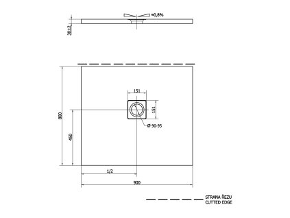 Polysan FLEXIA 90 x 80 x 3 cm 72927 sprchová vanička s možností úpravy rozměru