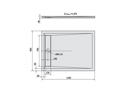 Polysan VARESA 110 x 90 cm sprchová vanička 72938 litý mramor
