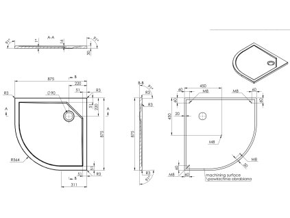 Arttec Briliant PAN04349 model 2 88 x 88 cm sprchový box čtvrtkruhový