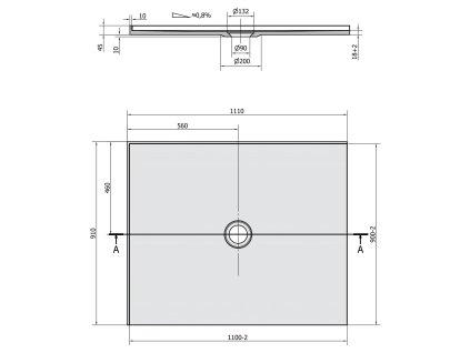 Polysan MIRAI 110 x 90 cm sprchová vanička obdélníková z litého mramoru 73175 levá