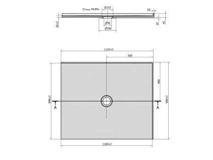 Polysan MIRAI 110 x 90 cm sprchová vanička obdélníková z litého mramoru 73176 pravá