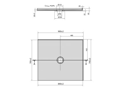 Polysan MIRAI 90 x 80 cm sprchová vanička obdélníková z litého mramoru 73168 pravá