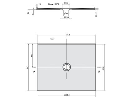 Polysan MIRAI 100 x 80 cm sprchová vanička obdélníková z litého mramoru 73169 levá