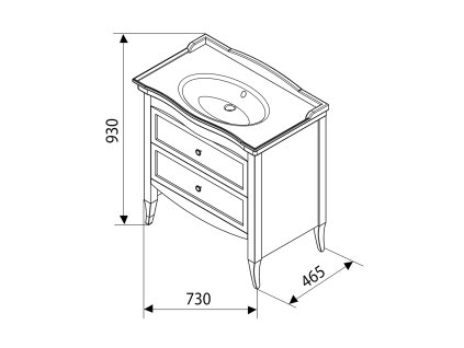 Sapho Retro 1654 umyvadlová skříňka 73 x 80 cm buk
