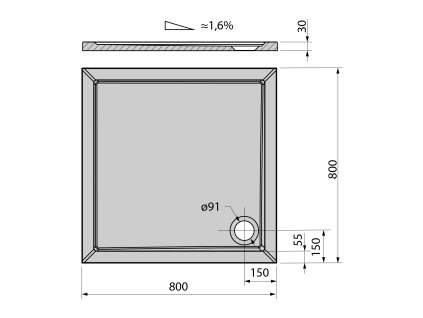 Polysan Aura 80 x 80 cm 42511 sprchová vanička litý mramor