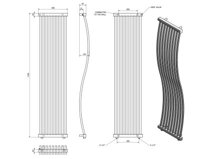 Sapho Onda otopné těleso 400 x 1700 mm chrom 1801-05