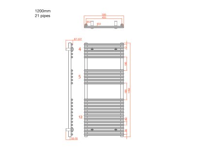 Sapho Deserto otopné těleso 500 x 1200 mm chrom 1801-12