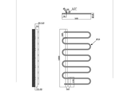 Sapho Carisma otopné těleso 500 x 1000 mm chrom 1801-14