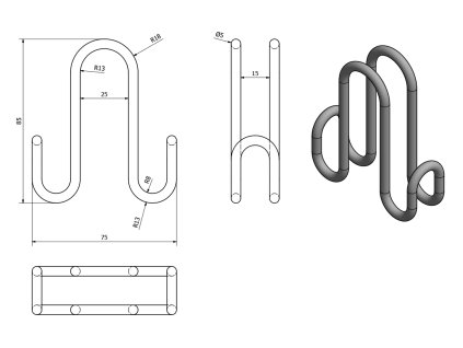 Aqualine 37030 závěsný háček na sprchové zástěny chrom