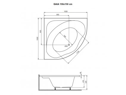 Arttec Gaia Classic SOR01864 vana rohová akrylátová 150 x 150 cm