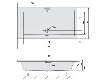 Polysan DEEP 140 x 75 x 26 cm 72947 sprchová vanička