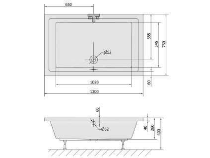 Polysan DEEP 130 x 75 x 26 cm 72942 sprchová vanička