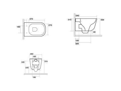 Sapho Tribeca 511401 WC závěsné Norim 35 x 35,5 x 54 cm