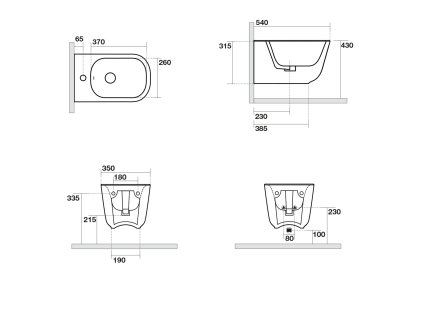 Sapho Tribeca 512501 bidet 35 x 31,5 x 54 cm